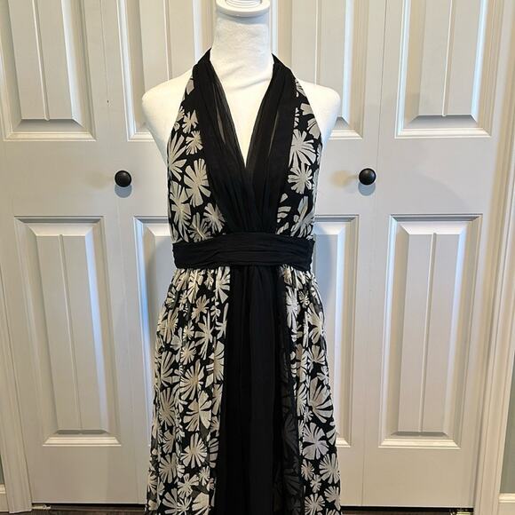 Donna Ricco size 10 Vintage Y2K Halter Open Back Silk Dress - Picture 1 of 16